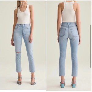 Agolde Riley High Rise Straight Leg Crop Jeans in Shatter Size 29